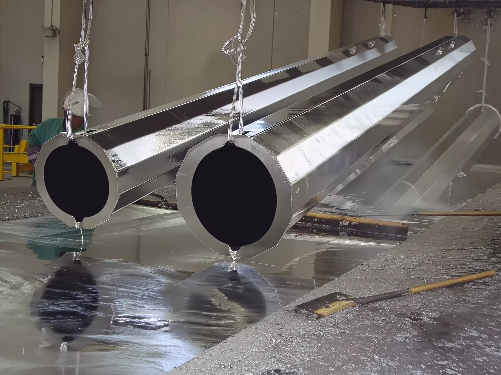 poles-dipping-in-kettle metal coatings provider, AZZ